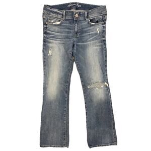 American Eagle Women’s Bootcut Jeans 12 R Blue Stretch Distressed Vintage